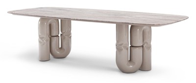 Casa Padrino tavolo da pranzo di lusso grigio argento / cachi 260 x 120 x H. 76 cm - Tavolo da pranzo in travertino - Mobili moderni per sala da pranzo - Qualità di lusso
