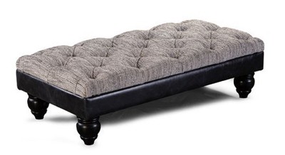 Casa Padrino Luxus Chesterfield Sitzbank Buxton Buttoned 125 x 70 x H. 30 cm - Elegante Wohnzimmer Sitzbank mit Echtleder - Chesterfield Wohnzimmer Möbel