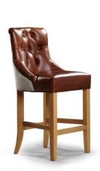 Casa Padrino sgabello da bar Sienna Bar Chesterfield di lusso 53 x 55 x A. 110 cm - Elegante sgabello da bar soggiorno in vera pelle - Chesterfield soggiorno mobili