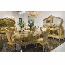 Prunkvolles Luxus Barock Esszimmer Set Barock Esstisch und 6 Stühle