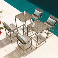 Luxus Outdoor Barstuhl Braun Silber