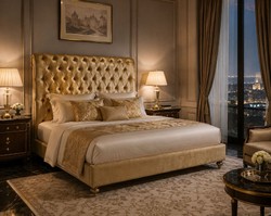 Chesterfield Bett-Kopfteil Gold