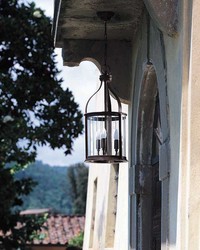 Casa Padrino Lámpara colgante Farol de lujo de exterior Óxido Ø 30 x Al. 60 cm - Farol artesanal de hierro forjado - Colección de lujo - Noble y suntuoso