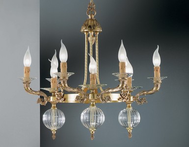 Casa Padrino Luxury Baroque Chandelier Gold Ø 66 x H. 60 cm - Magnificent 9-Light Brass Chandelier - Baroque Style Furniture