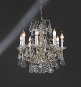 Casa Padrino Luxury Baroque Chandelier Silver Ø 55 x H. 55 cm - Magnificent 8-Light Brass Chandelier - Baroque Style Furniture