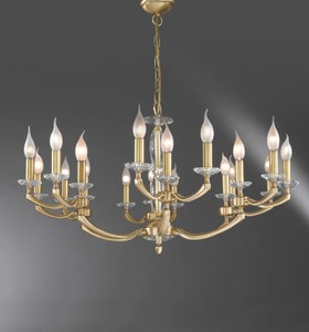 Casa Padrino Luxury Baroque Chandelier Satin Brass Ø 86 x H. 50 cm - Magnificent 18-Light Brass Chandelier - Baroque Style Furniture