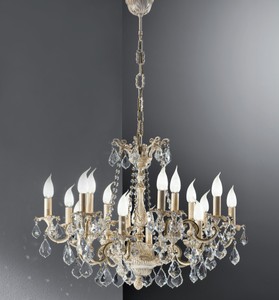 Casa Padrino Luxury Baroque Chandelier Ivory Ø 72 x H. 53 cm - Magnificent 16-Light Brass Chandelier - Baroque Style Furniture