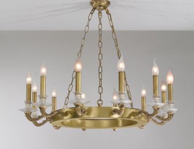 Barock Kronleuchter Messing Satiniert Messingguss 12-flammig Casa Padrino 85 cm