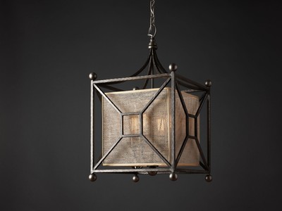 Casa Padrino Luxus Hängeleuchte Laterne Grau B. 45 x H. 65 cm