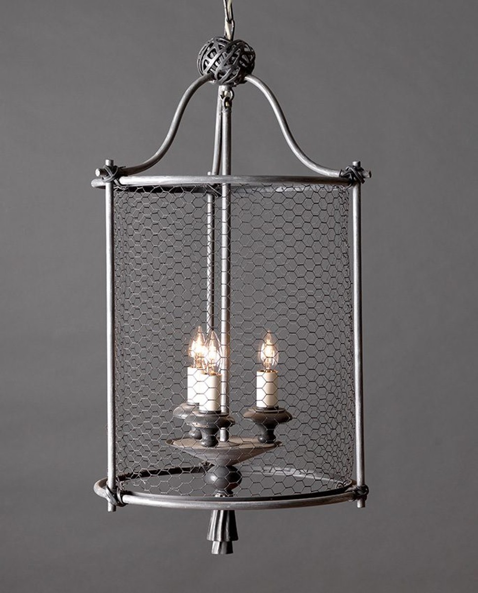 Casa Padrino Lámpara de araña de lujo Gris Ø 50 x Al. 85 cm - Lámpara de araña artesanal de hierro forjado - Colección de lujo - Noble y suntuoso Casa Padrino Lámpara de araña de lujo Gris Ø 50 x Al. 85 cm - Lámpara de araña artesanal de hierro forjado - Colección de lujo - Noble y suntuoso
