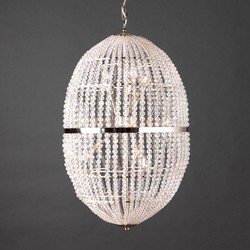 Casa Padrino Lámpara de araña de lujo Latón niquelado Ø 50 x Al. 85 cm - Lámpara de araña artesanal de latón con detalles de cristal - Colección de lujo - Noble y suntuoso Casa Padrino Lámpara de araña de lujo Latón niquelado Ø 50 x Al. 85 cm - Lámpara de araña artesanal de latón con detalles de cristal - Colección de lujo - Noble y suntuoso
