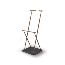 Casa Padrino luxury coat rack dark gray / brass 57 x 55 x H. 142 cm - Coat rack with elm veneer - Modern hallway furniture - Luxury quality