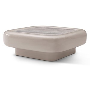 Casa Padrino mesa de centro de lujo gris plateado / caqui 110 x 110 x H. 38 cm - Mesa de centro de travertino - Muebles modernos de salón - Calidad de lujo