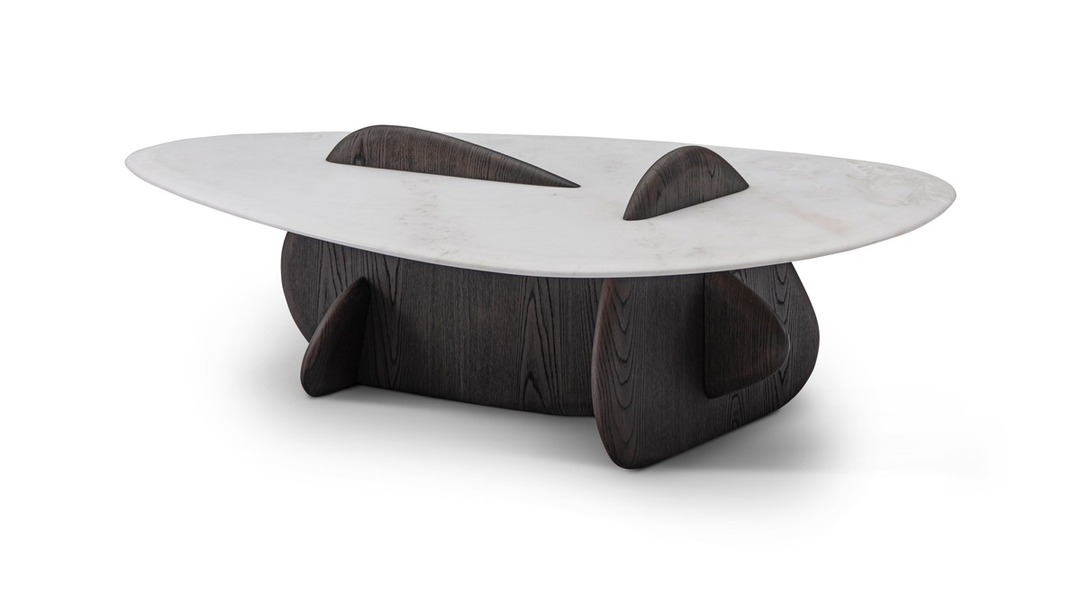 Casa Padrino Luxus Couchtisch Silbergrau / Dunkelgrau 130 x 80 x H. 35 cm - Couchtisch mit Travertin - Moderne Wohnzimmer Möbel - Luxus Qualität