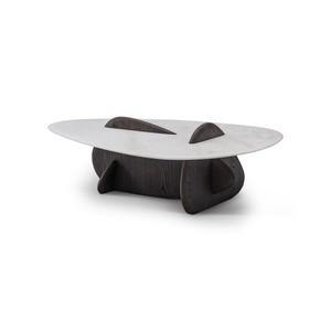 Casa Padrino luxury coffee table silver gray / dark gray 130 x 80 x H. 35 cm - Coffee table with travertine - Modern living room furniture - Luxury quality