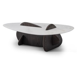 Casa Padrino mesa de centro de lujo gris plateado / gris oscuro 130 x 80 x H. 35 cm - Mesa de centro de travertino - Muebles modernos de salón - Calidad de lujo