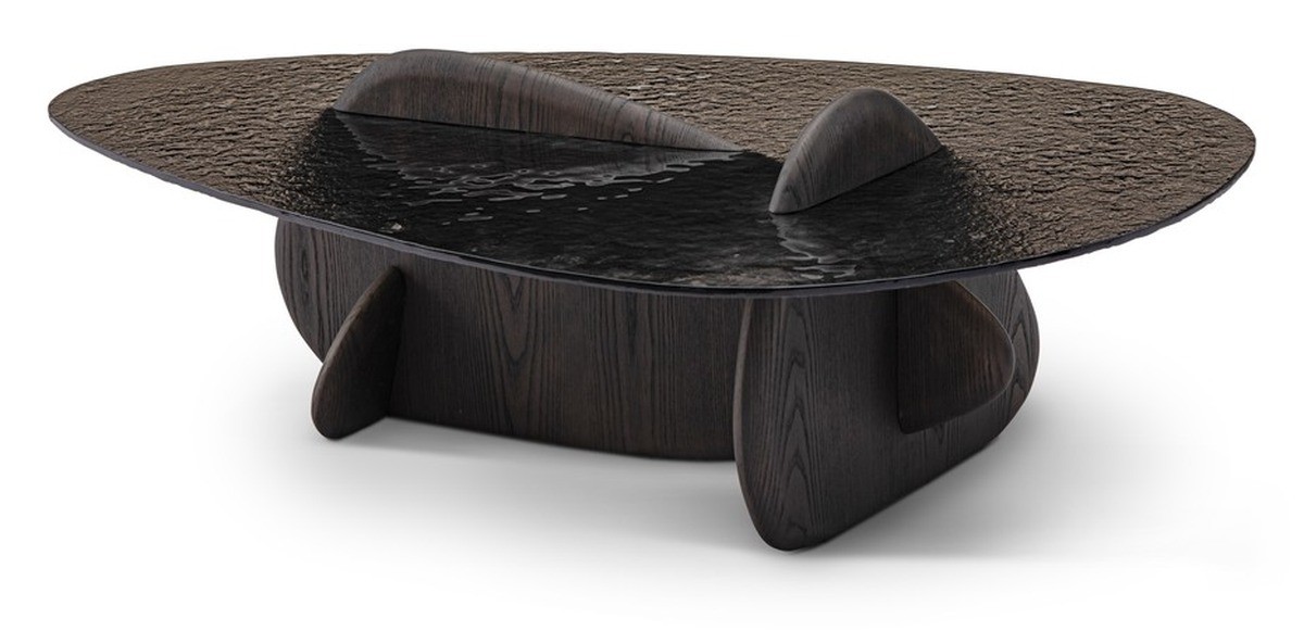 Casa Padrino mesa de centro de lujo gris oscuro / gris 130 x 80 x H. 35 cm - Mesa de centro de chapa de olmo - Muebles modernos de salón - Calidad de lujo Casa Padrino mesa de centro de lujo gris oscuro / gris 130 x 80 x H. 35 cm - Mesa de centro de chapa de olmo - Muebles modernos de salón - Calidad de lujo