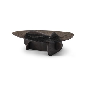 Casa Padrino luxury coffee table dark gray / gray 130 x 80 x H. 35 cm - Coffee table with elm veneer - Modern living room furniture - Luxury quality