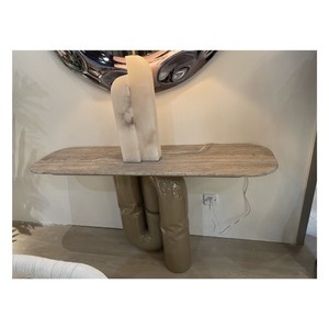 Casa Padrino mesa consola de lujo caqui 140 x 40 x H. 76 cm - Mesa consola de travertino - Muebles modernos de recibidor - Calidad de lujo Casa Padrino mesa consola de lujo caqui 140 x 40 x H. 76 cm - Mesa consola de travertino - Muebles modernos de recibidor - Calidad de lujo