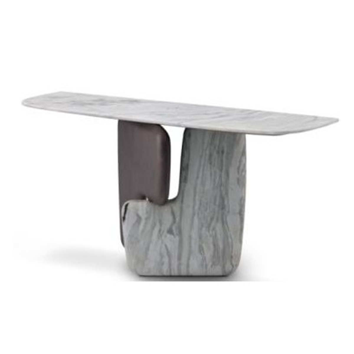 Casa Padrino tavolo consolle di lusso grigio argento / nero 160 x 42 x H. 76 cm - Tavolo consolle in travertino - Mobili moderni per ingresso - Qualità di lusso Casa Padrino tavolo consolle di lusso grigio argento / nero 160 x 42 x H. 76 cm - Tavolo consolle in travertino - Mobili moderni per ingresso - Qualità di lusso