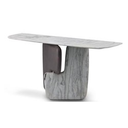 Casa Padrino tavolo consolle di lusso grigio argento / nero 160 x 42 x H. 76 cm - Tavolo consolle in travertino - Mobili moderni per ingresso - Qualità di lusso Casa Padrino tavolo consolle di lusso grigio argento / nero 160 x 42 x H. 76 cm - Tavolo consolle in travertino - Mobili moderni per ingresso - Qualità di lusso