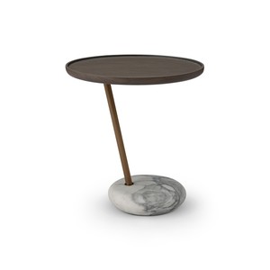 Casa Padrino tavolino di lusso bianco / bronzo Ø 45 x H. 48 cm - Tavolino in marmo - Mobili moderni per soggiorno - Qualità di lusso