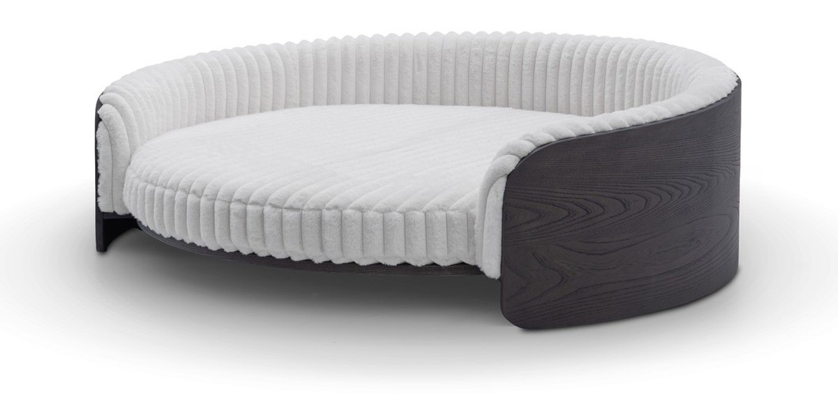 Casa Padrino cama para perros de lujo gris oscuro / gris Ø 75 x H. 25 cm - Cama para perros con tapizado de tela - Muebles modernos de salón - Calidad de lujo Casa Padrino cama para perros de lujo gris oscuro / gris Ø 75 x H. 25 cm - Cama para perros con tapizado de tela - Muebles modernos de salón - Calidad de lujo