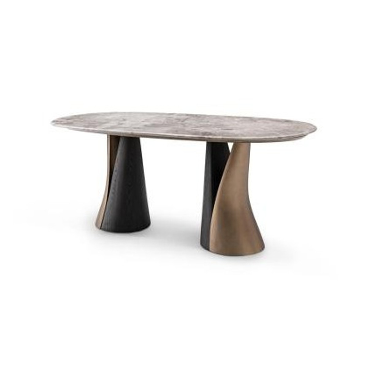 Casa Padrino Luxus Esstisch Dunkelgrau / Schwarz 260 x 110 x H. 76 cm - Esstisch mit Marmor - Moderne Esszimmer Möbel - Luxus Qualität