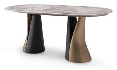 Casa Padrino mesa de comedor de lujo gris oscuro / negro 260 x 110 x H. 76 cm - Mesa de comedor de mármol - Muebles modernos de comedor - Calidad de lujo