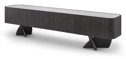 Casa Padrino mueble de TV de lujo gris oscuro / gris 220 x 42 x H. 52 cm - Mueble de tv de travertino - Muebles modernos de salón - Calidad de lujo Casa Padrino mueble de TV de lujo gris oscuro / gris 220 x 42 x H. 52 cm - Mueble de tv de travertino - Muebles modernos de salón - Calidad de lujo