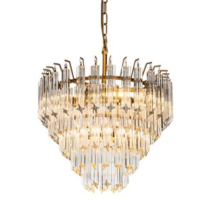 Casa Padrino Lampadario di Lusso Oro Ø 45 x H. 40 cm - Lampadario in Cristallo a Cinque Livelli