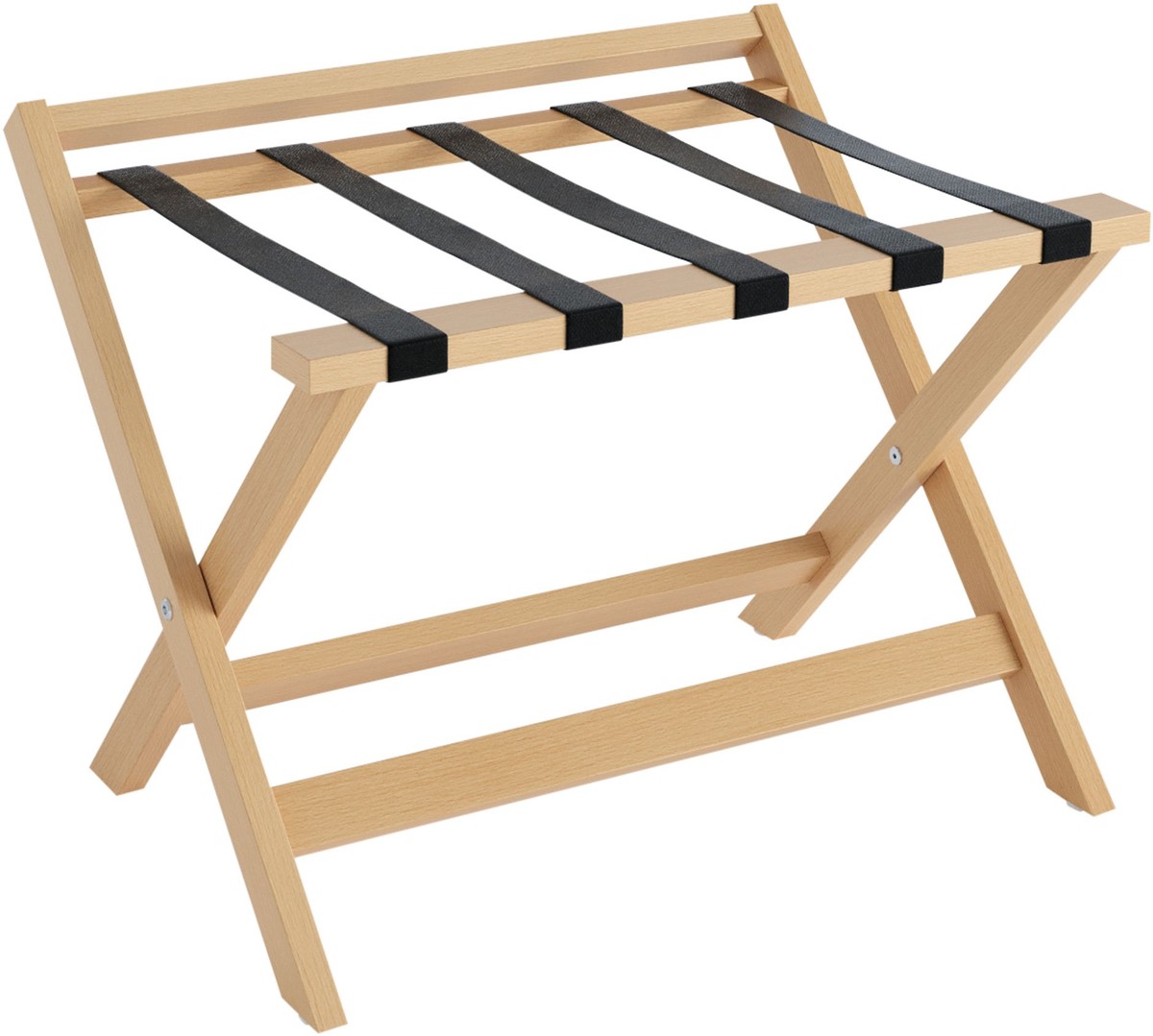 Casa Padrino Porte-bagages de luxe pliable en bois de hêtre avec sangles textiles et dosseret naturel / noir 63 x 43 x H. 49 cm Casa Padrino Porte-bagages de luxe pliable en bois de hêtre avec sangles textiles et dosseret naturel / noir 63 x 43 x H. 49 cm