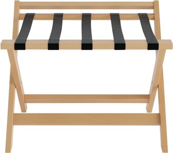 Casa Padrino Portavaligie di lusso pieghevole in legno di faggio con cinghie in tessuto e schienale naturale / nero 63 x 43 x H. 49 cm