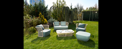 Casa Padrino luxury garden lounge set light gray / gray 5 pieces 155 x 85 x H. 72 cm - Weatherproof and finely finished - Modern garden furniture - Luxury quality