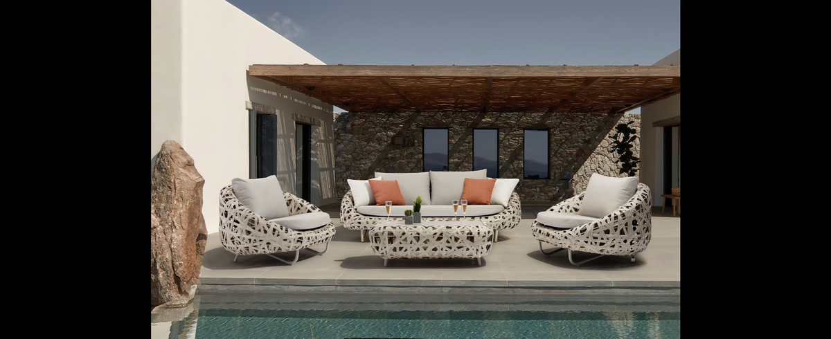 Casa Padrino salon de jardin de luxe gris 4 pièces 220 x 105 x H. 78 cm - Résistant aux intempéries et finement fini - Modernes meubles de jardin - Qualité de luxe Casa Padrino salon de jardin de luxe gris 4 pièces 220 x 105 x H. 78 cm - Résistant aux intempéries et finement fini - Modernes meubles de jardin - Qualité de luxe