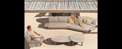 Casa Padrino luxury garden lounge set beige 6 pieces 217 x 126 x H. 73 cm - Weatherproof and finely finished - Modern garden furniture - Luxury quality Casa Padrino luxury garden lounge set beige 6 pieces 217 x 126 x H. 73 cm - Weatherproof and finely finished - Modern garden furniture - Luxury quality