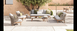 Casa Padrino salon de jardin de luxe sable 5 pièces 231 x 90 x H. 92 cm - Résistant aux intempéries et finement fini - Modernes meubles de jardin - Qualité de luxe