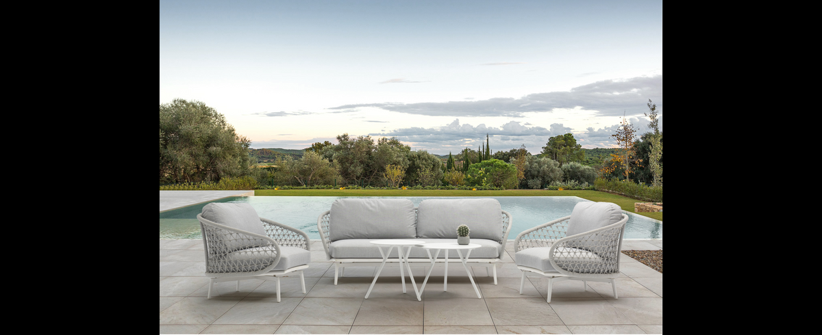 Casa Padrino conjunto lounge de jardín de lujo gris 5 piezas 204 x 86 x H. 85 cm - Resistente a la intemperie y bien acabado - Modernos muebles de jardín - Calidad de lujo Casa Padrino conjunto lounge de jardín de lujo gris 5 piezas 204 x 86 x H. 85 cm - Resistente a la intemperie y bien acabado - Modernos muebles de jardín - Calidad de lujo