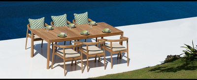 Casa Padrino conjunto de comedor de jardín de lujo 7 piezas 100 x H. 75 cm - Resistente a la intemperie y bien acabado - Modernos muebles de jardín - Calidad de lujo Casa Padrino conjunto de comedor de jardín de lujo 7 piezas 100 x H. 75 cm - Resistente a la intemperie y bien acabado - Modernos muebles de jardín - Calidad de lujo