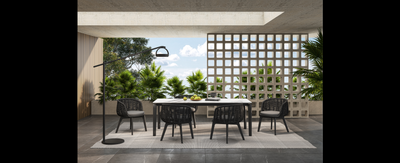 Casa Padrino conjunto de comedor de jardín de lujo arena / negro 7 piezas 100 x H. 76 cm - Resistente a la intemperie y bien acabado - Modernos muebles de jardín - Calidad de lujo Casa Padrino conjunto de comedor de jardín de lujo arena / negro 7 piezas 100 x H. 76 cm - Resistente a la intemperie y bien acabado - Modernos muebles de jardín - Calidad de lujo