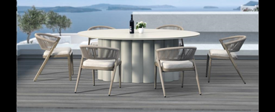 Casa Padrino conjunto de comedor de jardín de lujo blanco 7 piezas 120 x H. 75 cm - Resistente a la intemperie y bien acabado - Modernos muebles de jardín - Calidad de lujo