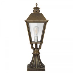Casa Padrino Art Nouveau Lampe sur Socle 24 x 24 x H. 70 cm - Bronze - Luminaire d'Extérieur Nostalgique Résistant aux Intempéries