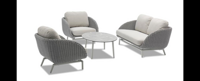 Casa Padrino conjunto lounge de jardín de lujo gris / blanco 4 piezas 205 x 85 x H. 78 cm - Resistente a la intemperie y bien acabado - Modernos muebles de jardín - Calidad de lujo