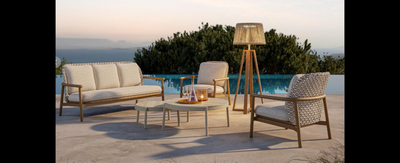Casa Padrino conjunto lounge de jardín de lujo arena 4 piezas 194 x 91 x H. 86 cm - Resistente a la intemperie y bien acabado - Modernos muebles de jardín - Calidad de lujo