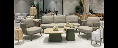 Casa Padrino conjunto lounge de jardín de lujo miel 5 piezas 222 x 85 x H. 69 cm - Resistente a la intemperie y bien acabado - Modernos muebles de jardín - Calidad de lujo