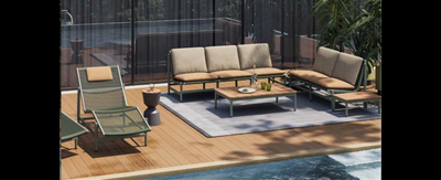 Casa Padrino conjunto lounge de jardín de lujo gris / beige 6 piezas 210 x 86 x H. 86 cm - Resistente a la intemperie y bien acabado - Modernos muebles de jardín - Calidad de lujo