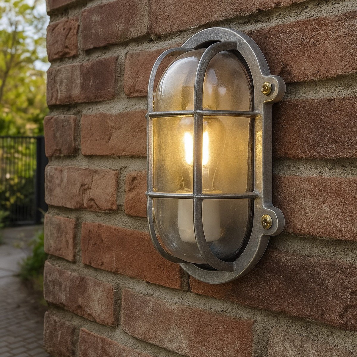 Casa Padrino Art Nouveau Nautical Light 14 x 10 x H. 21 cm - Silver - Nostalgic Weatherproof Outdoor Light Casa Padrino Art Nouveau Nautical Light 14 x 10 x H. 21 cm - Silver - Nostalgic Weatherproof Outdoor Light