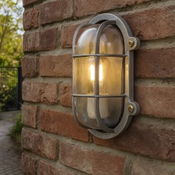 Casa Padrino Art Nouveau Nautical Light 14 x 10 x H. 21 cm - Silver - Nostalgic Weatherproof Outdoor Light Casa Padrino Art Nouveau Nautical Light 14 x 10 x H. 21 cm - Silver - Nostalgic Weatherproof Outdoor Light