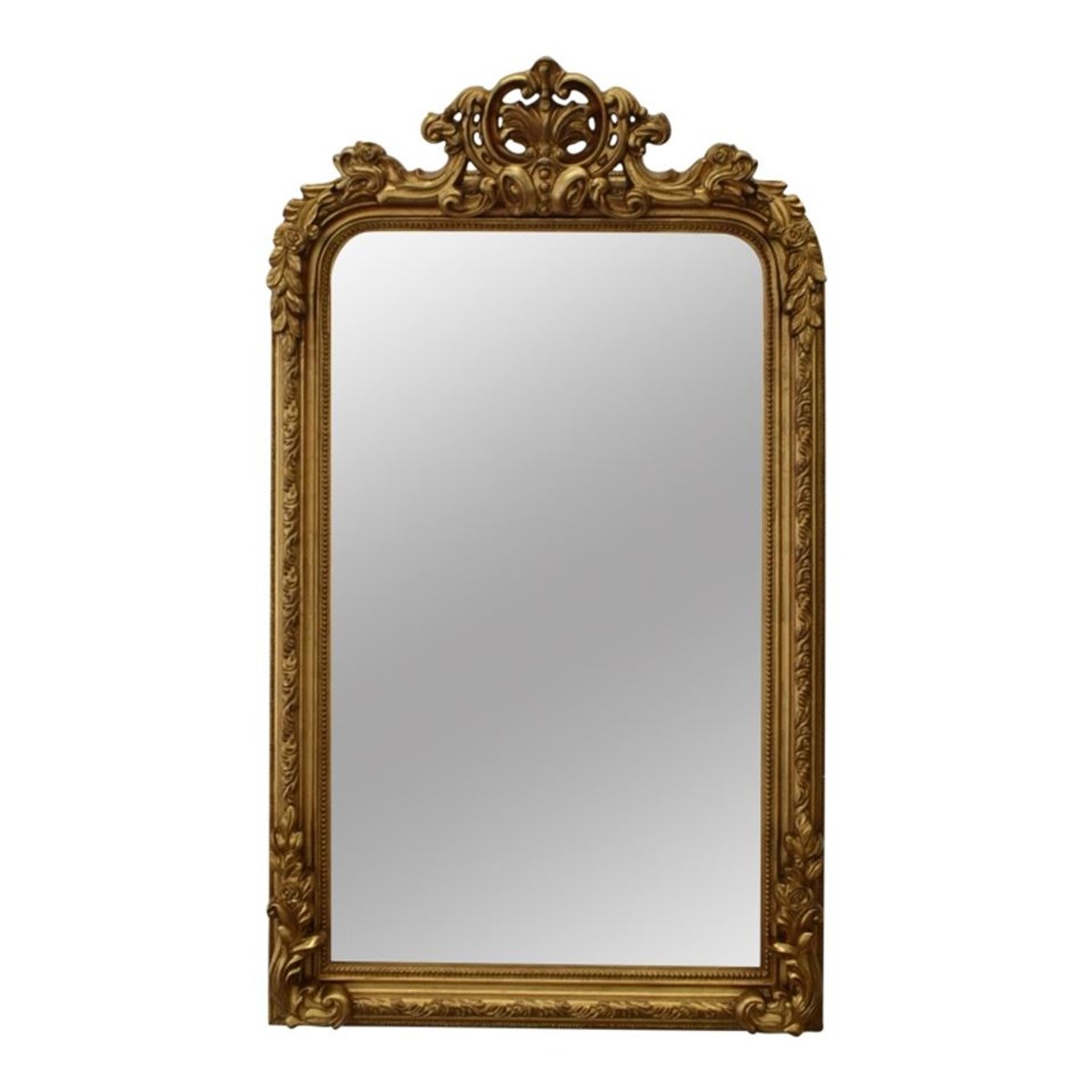 Casa Padrino Baroque Wall Mirror Gold 90 x H. 158 cm - Ornate Mirror with Decorative Crown Casa Padrino Baroque Wall Mirror Gold 90 x H. 158 cm - Ornate Mirror with Decorative Crown