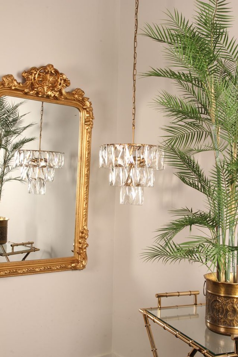 Casa Padrino Baroque Wall Mirror Gold 90 x H. 158 cm - Ornate Mirror with Decorative Crown Casa Padrino Baroque Wall Mirror Gold 90 x H. 158 cm - Ornate Mirror with Decorative Crown